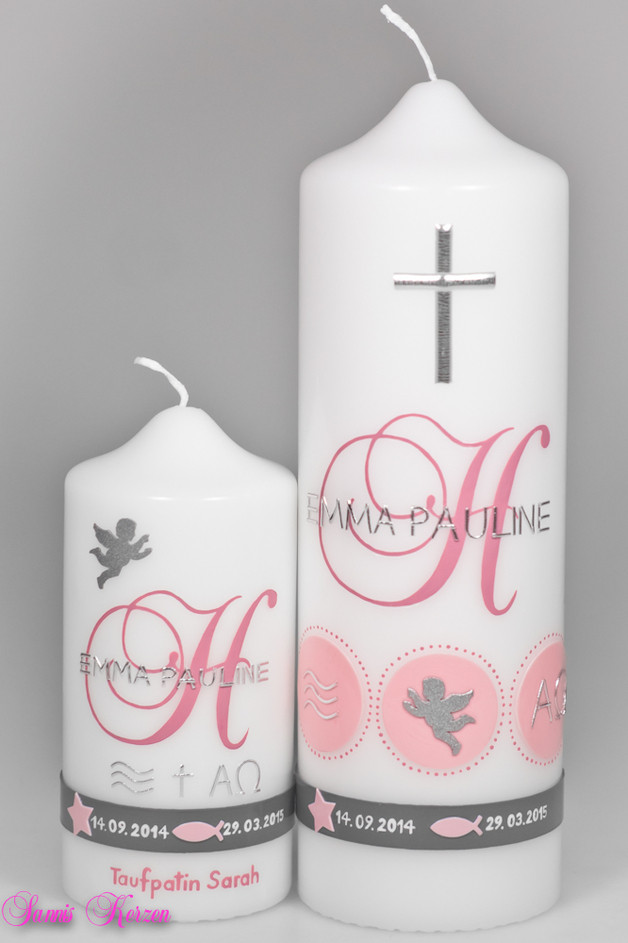 Taufkerze Monogramm mit Zeichen