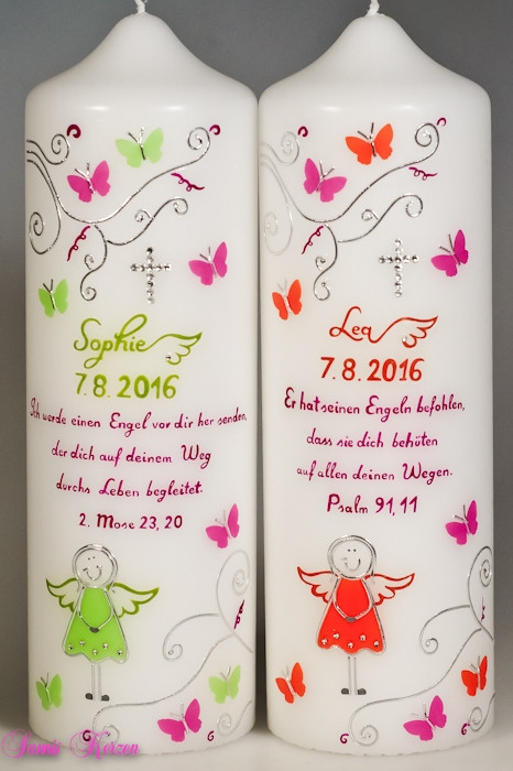Taufkerzen für Geschwister/Zwillinge "Lahja" Set