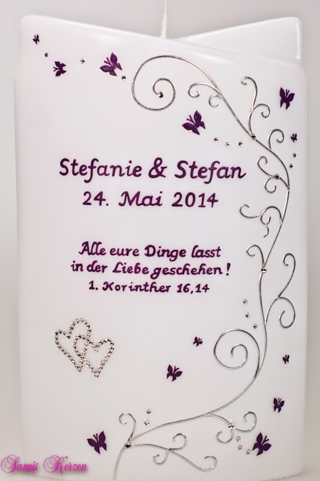 Hochzeitskerze "Schmetterlingsranken" doppelt oval abg.