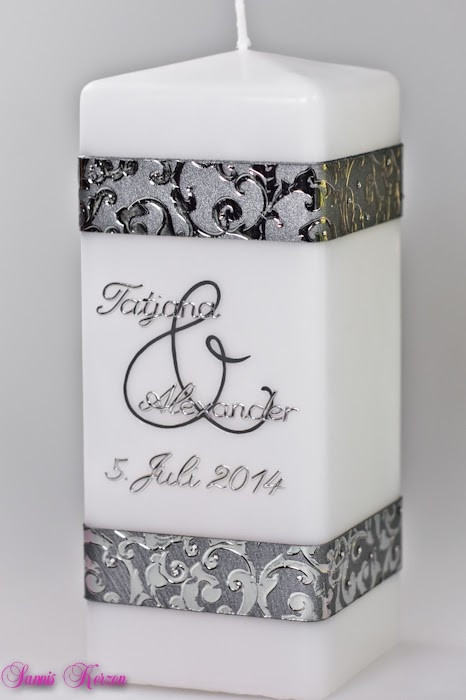Hochzeitskerze "Ornament" viereckig