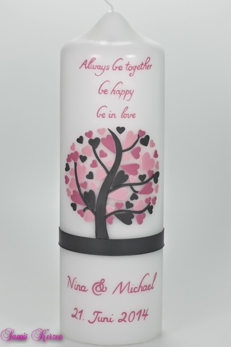 HOCHZEITSKERZE HERZBAUM MIT SPRUCH