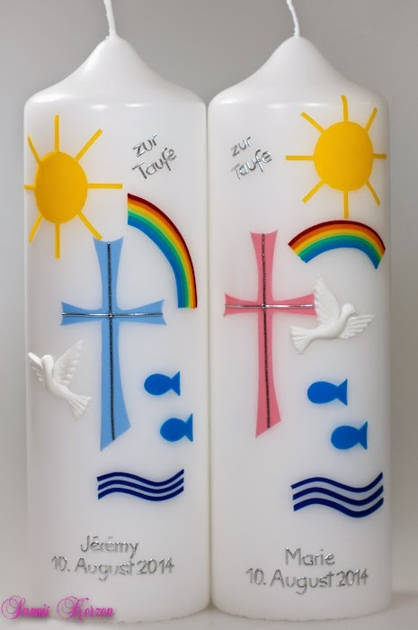 Taufkerze "Zeichen & Meer" für Zwillinge