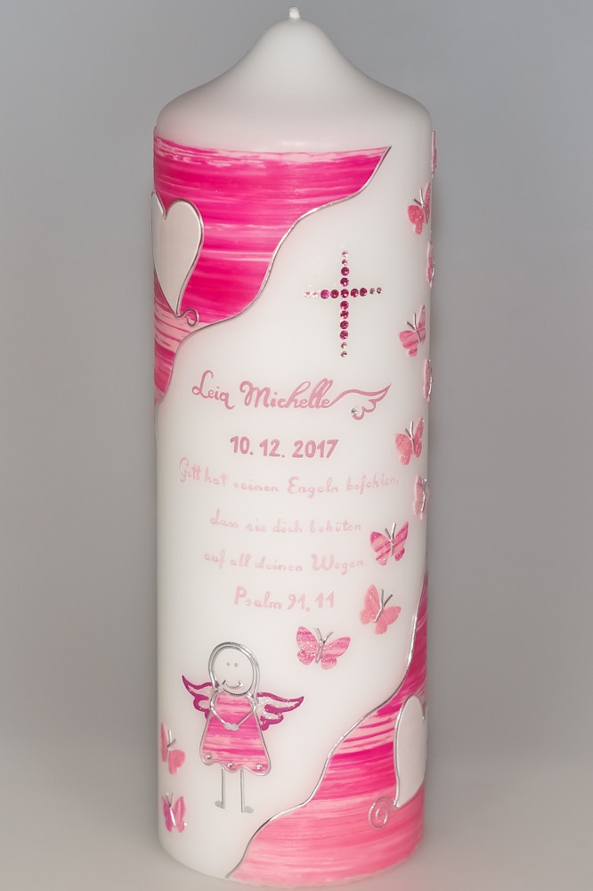 Taufkerze Engel mit Schmetterlingen