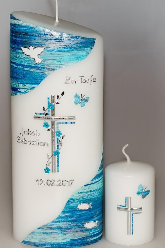 Taufkerze Blütenkreuz oval abg.