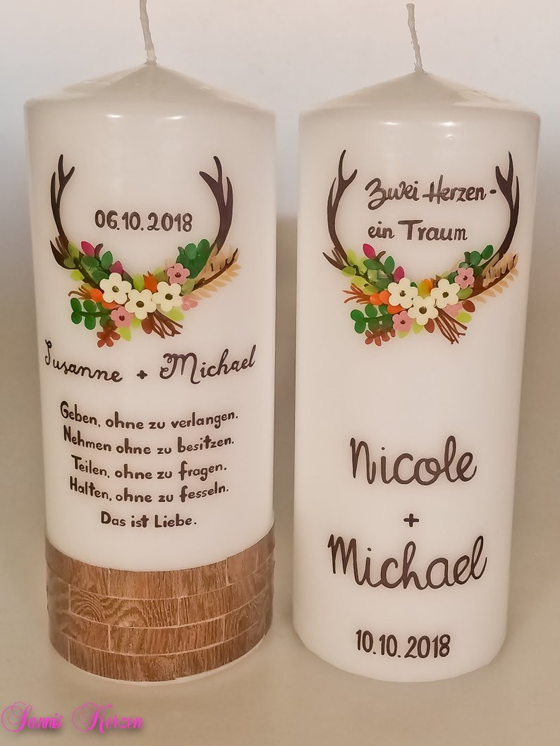 Hochzeitskerze Blütengeweih