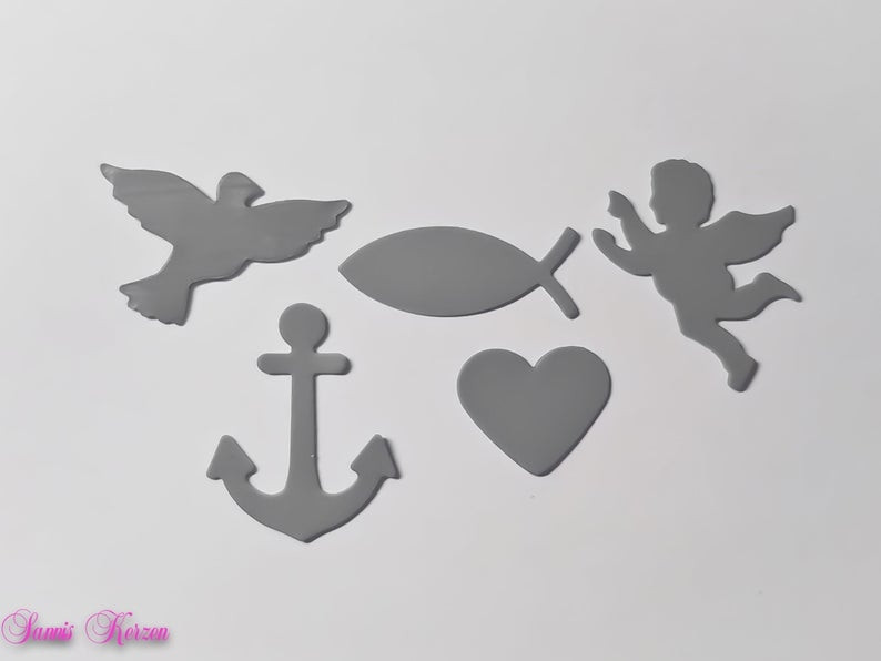Symbole Set Taube Fisch Engel Herz Anker