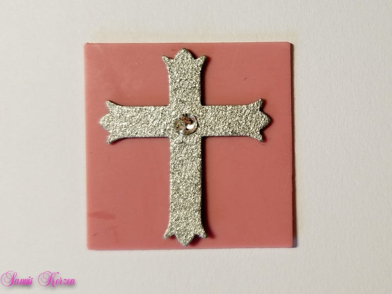Wachs-Quadrat mit Kreuz und Strassstein