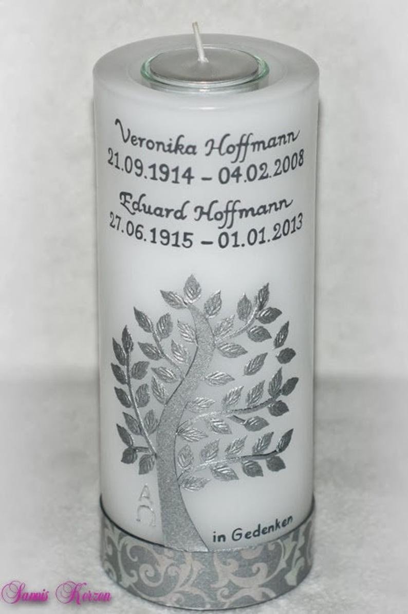 Gedenkkerze mit Teelichteinsatz "Baum" 