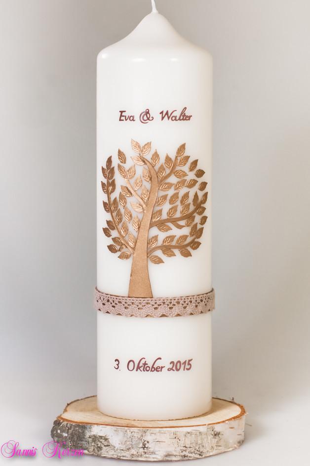 Hochzeitskerze Baum mit Spitze