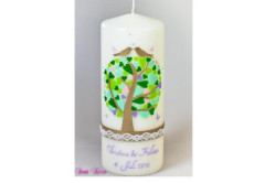 Hochzeitskerze Herzbaum mit zarter Spitze