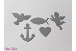 Symbole Set Taube Fisch Engel Herz Anker