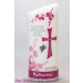 Taufkerze Orchideen mit Spruch und Spitze oval abg.
