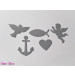 Symbole Set Taube Fisch Engel Herz Anker